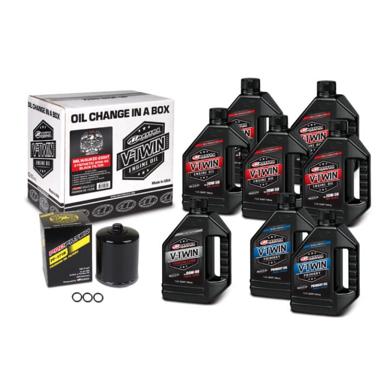 Maxima — Maxima V-Twin Oil Change Kit Synthetic w/Black Filter Milwaukee-Eight