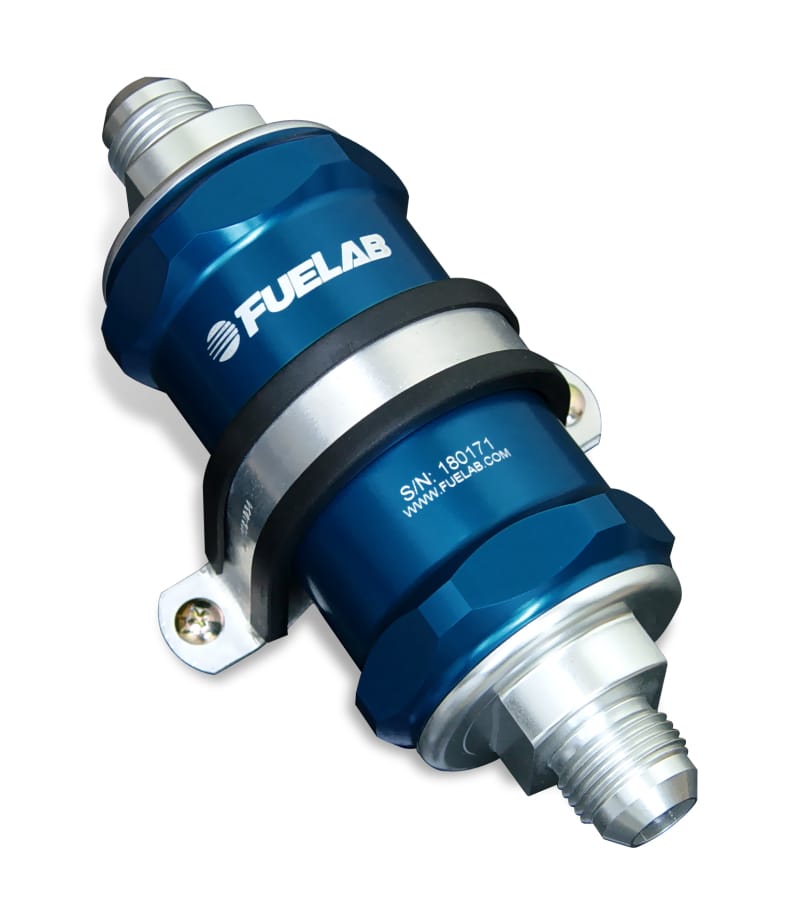 Fuelab — Fuelab 818 In-Line Fuel Filter Standard -12AN In/Out 100 Micron Stainless - Blue