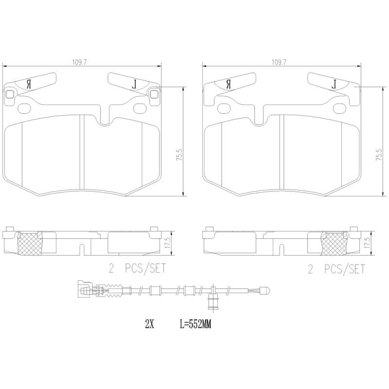 Brembo OE — Brembo 16-20 Lexus RC F/ Lexus GS F Rear NAO Brake Pad
