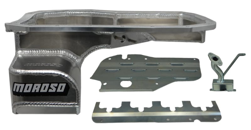 Moroso — Moroso Mitsubishi Evo 7/8/9 (w/Lower Intercooler Pipe) Road Race Baffled Wet Sump 6.5qt Alum Oil Pan
