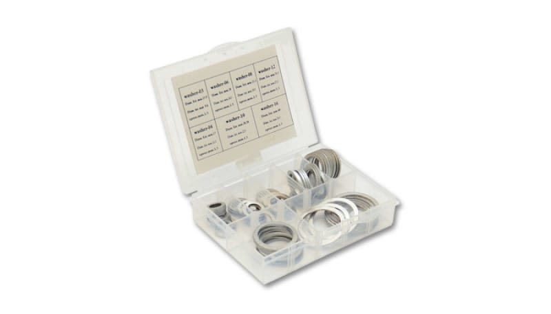 Vibrant — Vibrant Box Set of Crush Washers - 10 of each Size: -3AN to -16AN
BoxSetALWasher3-16AN
ANFittingWasher/Nut
-3-16ANCrushWashers