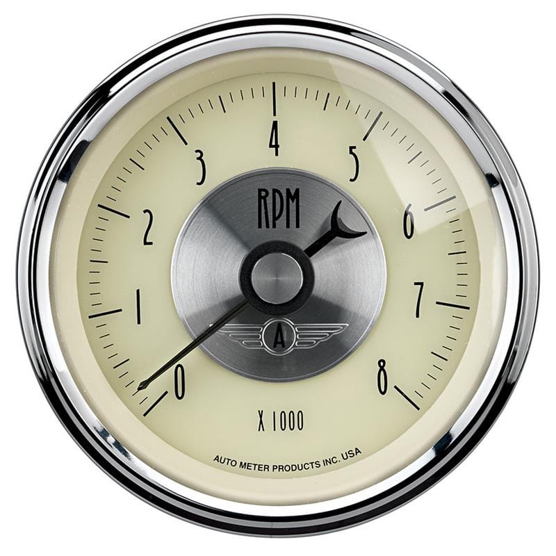 AutoMeter — AutoMeter Gauge Tachometer 3-3/8in. 8K RPM In-Dash Prestige Antique. Ivory
3-3/8" TACH, 8,000 R