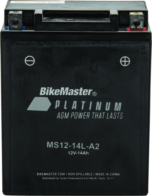 BikeMaster — MS12-14L-A2 Battery, 12V Battery, 135mm L x 89mm W x 160mm H, 210 CCA