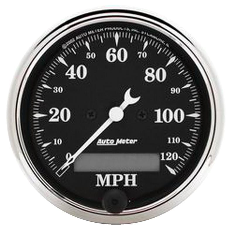 AutoMeter — GAUGE, SPEEDO., 3 1/8" , 120MPH, ELEC. PROG. W/ LCD ODO, OLD TYME BLK