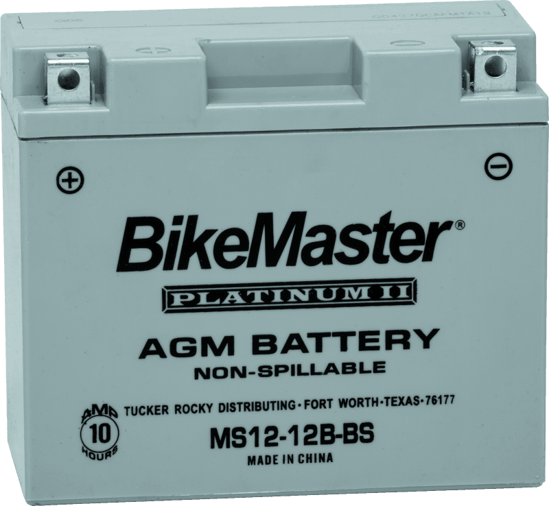 BikeMaster — MS12-12B-BS Battery, 12V Battery, 150mm L x 69mm W x 130mm H, 130 CCA