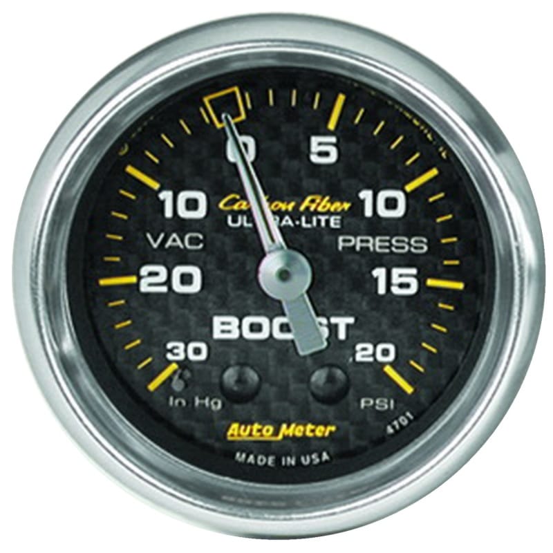 AutoMeter — Autometer Carbon Fiber 52mm 20 PSI Mechanical Boost Gauge
GA 2" BST 20PSI M CF