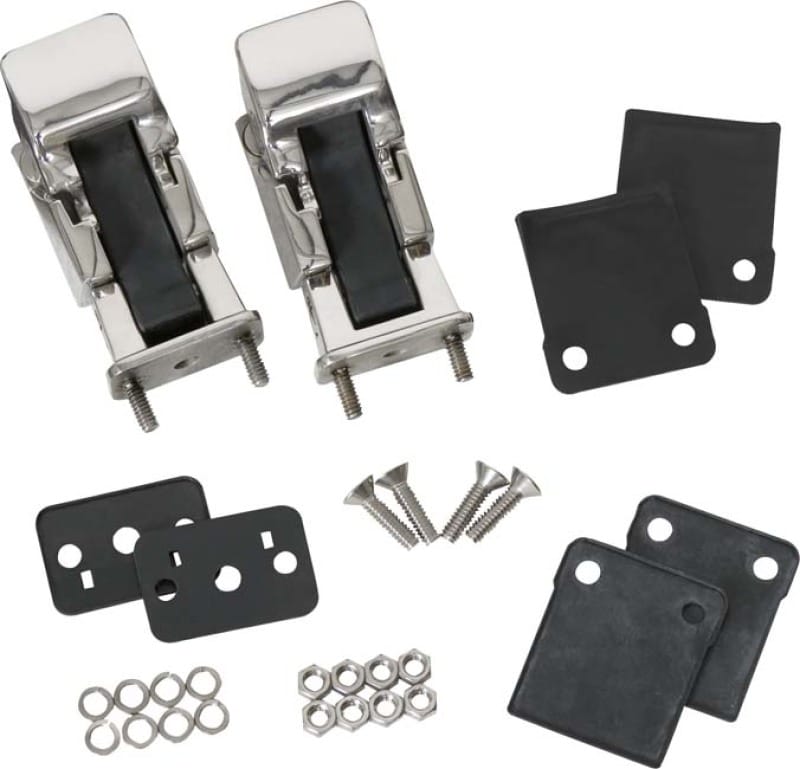 Kentrol — Kentrol 42-95 Jeep CJ/Wrangler YJ Hood Catch Pair TJ Style - Polished Silver