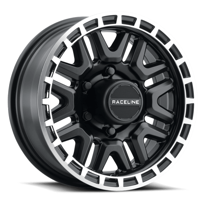 Raceline — Raceline 953BM Krank 15x6in / 6x139.7 BP / 0mm Offset / 4.25mm Bore - Black & Machined Wheel