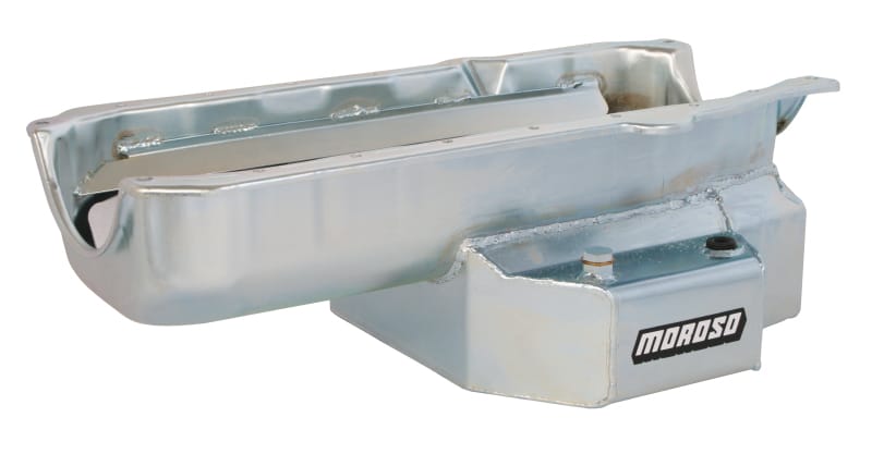 Moroso — Moroso 86-Up Chevrolet Small Block (w/1 Piece Rear Main Seal) Wet Sump 7qt 7-1/8in Steel Oil Pan