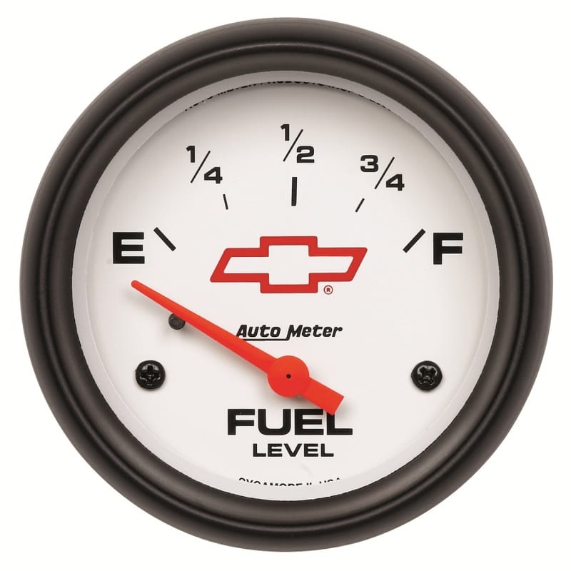 AutoMeter — AutoMeter Gauge Fuel Level 2-5/8in. 0 Ohm(e) to 90 Ohm(f) Elec Chevy Red Bowtie White
2-5/8" FUEL LEVEL, 0