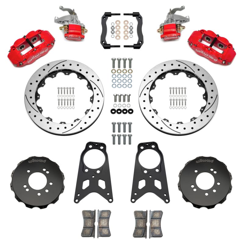Wilwood — Wilwood 89-98 Nissan 240SX FNSL4R/MC4 Rear Parking BBK w/ 13.50in D/S Rotors - Red