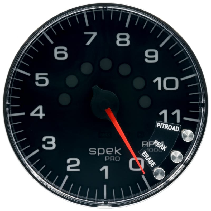 AutoMeter — Autometer Spek-Pro Gauge Tachometer 5in 11K Rpm W/Shift Light & Peak Mem Black/Chrome
GA 5" 11KRPM BFC SPK