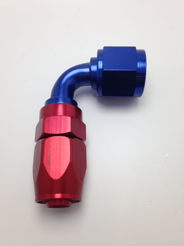 Fragola — Fragola -10AN Nut x -12AN Hose 90 Degree Reducing Hose End - Blue/Red