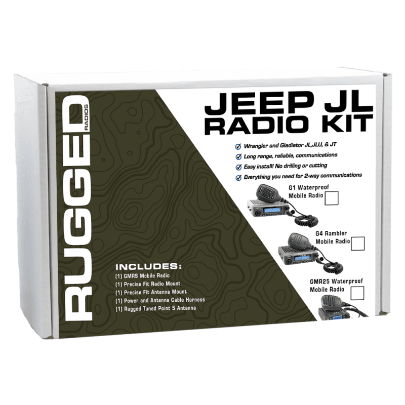 Rugged Radios — Rugged Radios Jeep Wrangler JL/JLU/Gladiator JT 2-Way GMRS Radio Kit 25 Watt - GMR25 Waterproof
