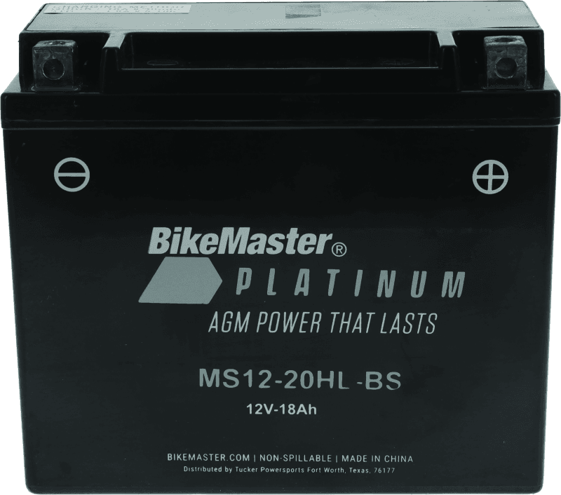 BikeMaster — MS12-20HL-BS Battery, 12V Battery, 175mm L x 87mm W x 155mm H, 300 CCA