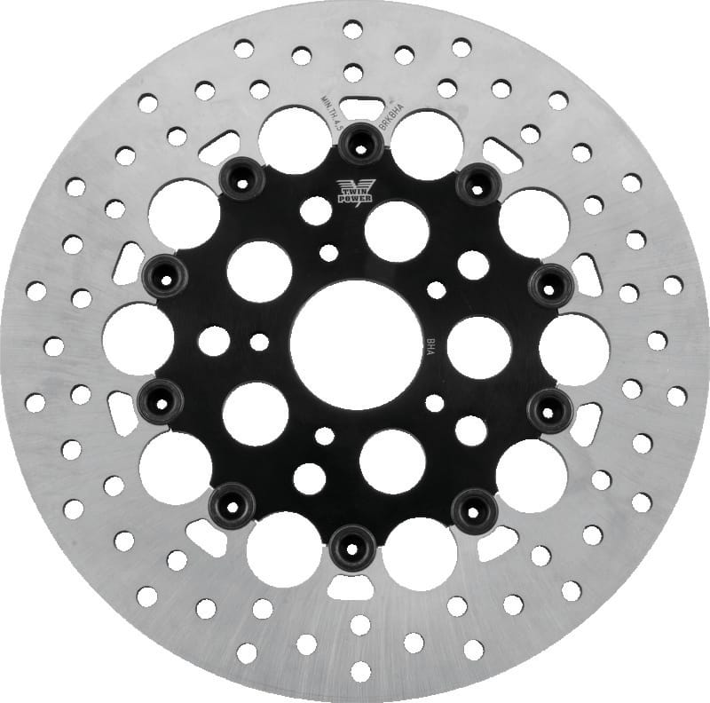 TwinPower — Twin Power 84-17 Big Twin Exc 11.8 and Lug Mount 84-13 XL Front 11.5 Floating Rotor W/Holes Black