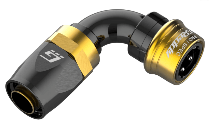 GReddy — GReddy PRO/SPEC - 90 Degree AN16 Quick-Release Swivel Hose End(s) - Black / Gold anodized