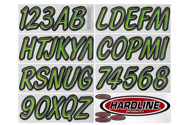 Hardline — Hardline Boat Lettering Registration Kit 3 in. - 400 Kiwi Green/Black