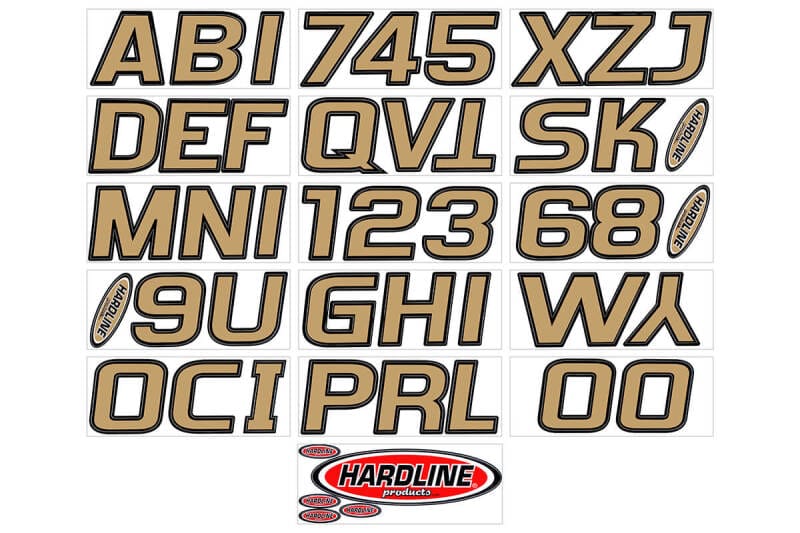 Hardline — Hardline Boat Lettering Registration Kit 3 in. - 700 Brown/Black