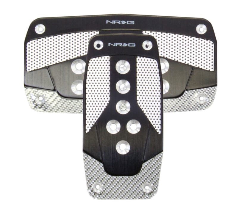 NRG — NRG Aluminum Sport Pedal A/T - Black w/Silver Carbon