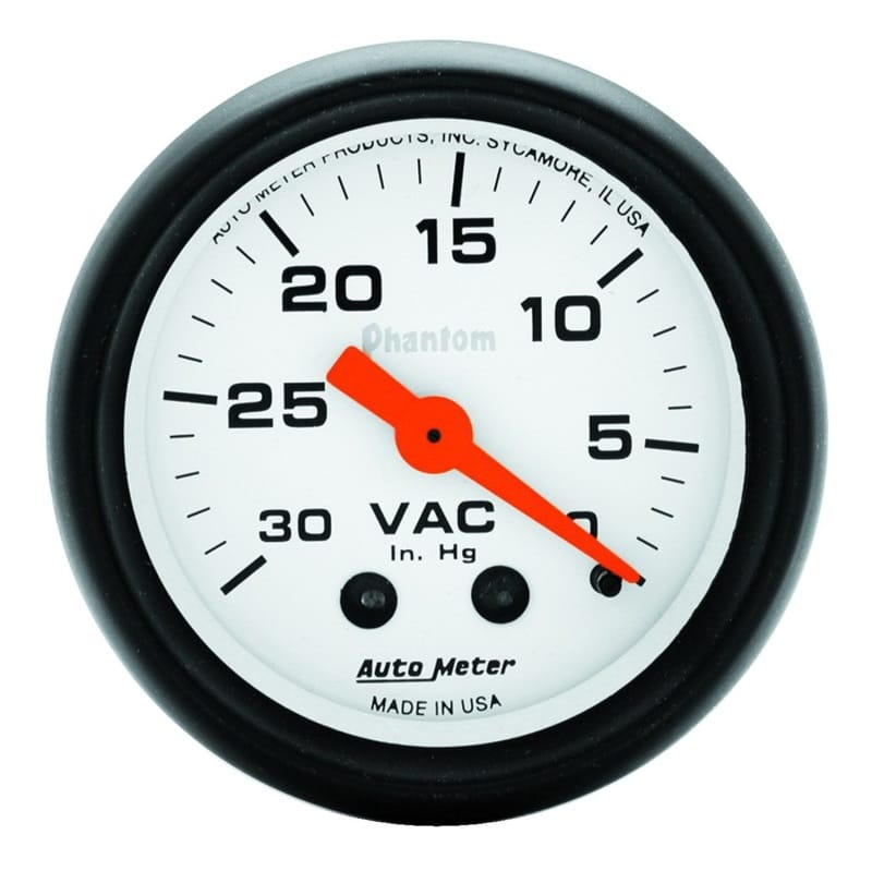 AutoMeter — Autometer Phantom 52mm 30 in. HG. Mechanical Vacuum Gauge
2" VACUUM, 30" HG