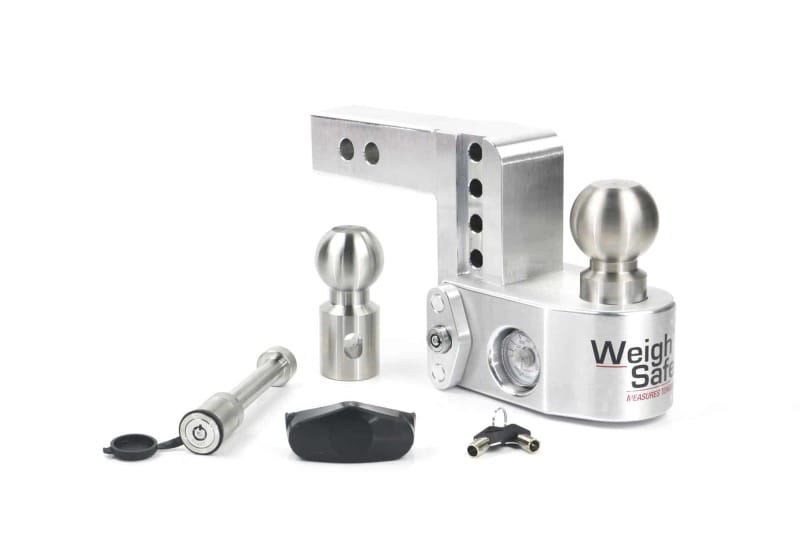 Weigh Safe — Weigh Safe 4in Drop Hitch w/Built-in Scale & 2in Shank (10K/12.5K GTWR) w/WS05 - Aluminum