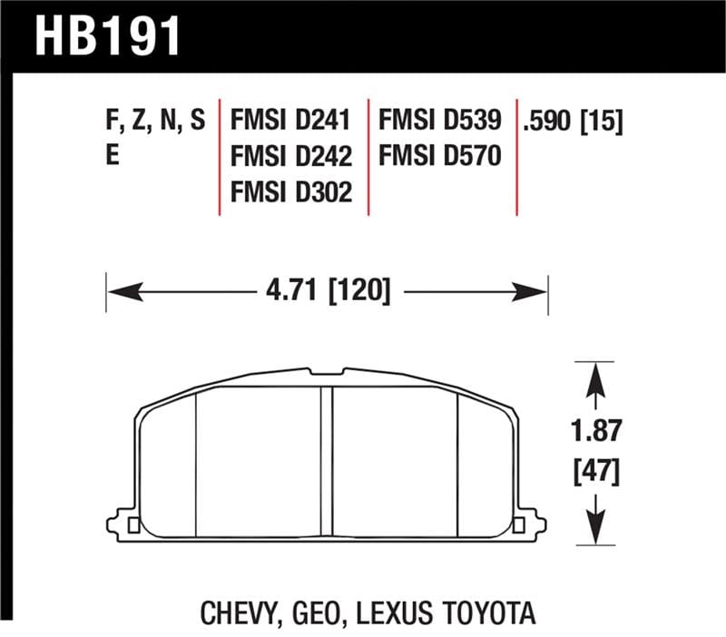Hawk Performance — Hawk 86-88 Chevy Nova / 90-92 Geo Prizm GSI / 90-92 Prizm LSI / Toyota (Various) Race Front Brake Pa
Disc Brake Pad
