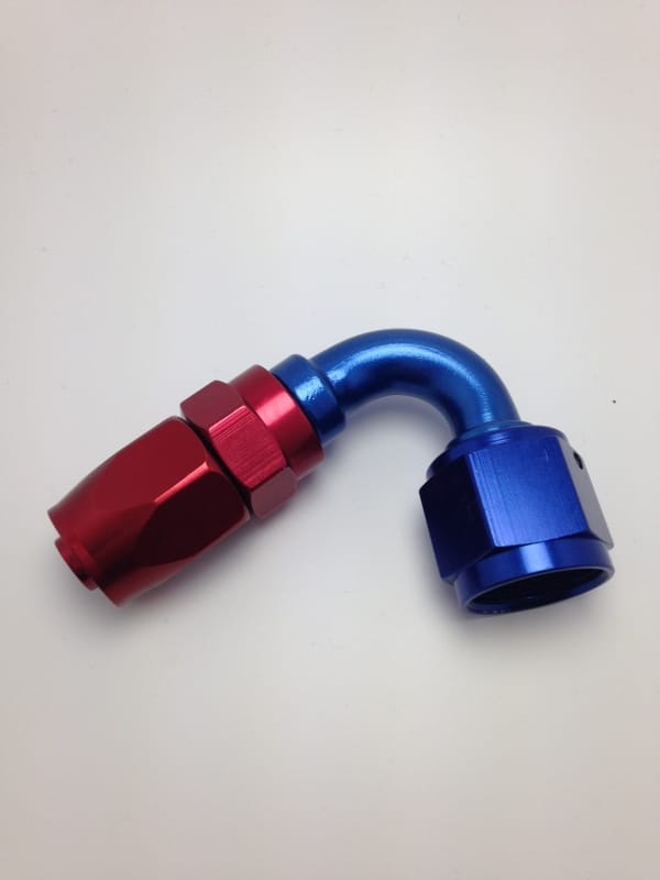 Fragola — Fragola -6AN Nut x -8AN Hose 120 Degree Expanding Hose End - Blue/Red