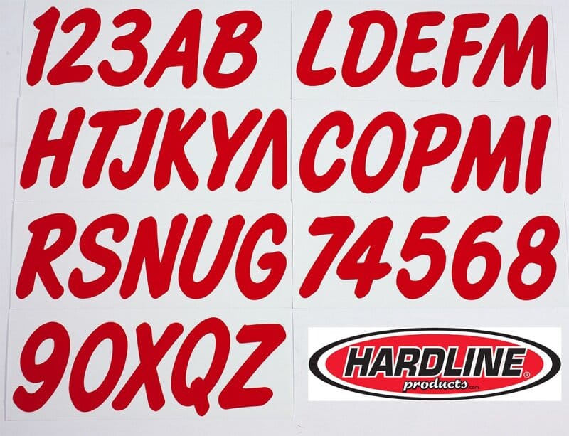 Hardline — Hardline Boat Lettering Registration Kit 3 in. - 400 Lava Red Solid