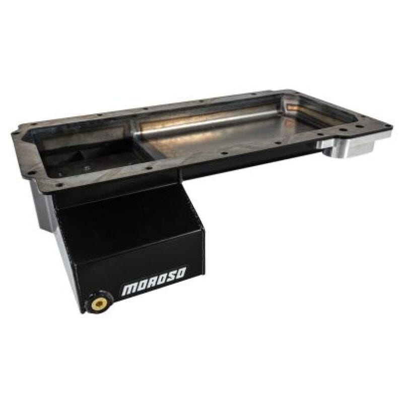 Moroso — Moroso GM LS Swap (w/Front Sump/Remote Oil Filter Adapter) Wet Sump 6.5qt 6in Steel Oil Pan - Black