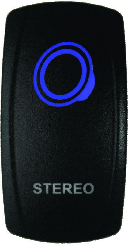 DragonFire Racing — Dual LED Switch, Laser-Etched, Stereo On/Off, Blue