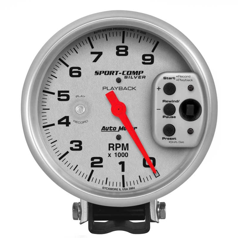 AutoMeter — AutoMeter Gauge Tachometer 5in. 9K RPM Pedestal W/ RPM Playback Ultra-Lite
5" TACH, 9,000 RPM,