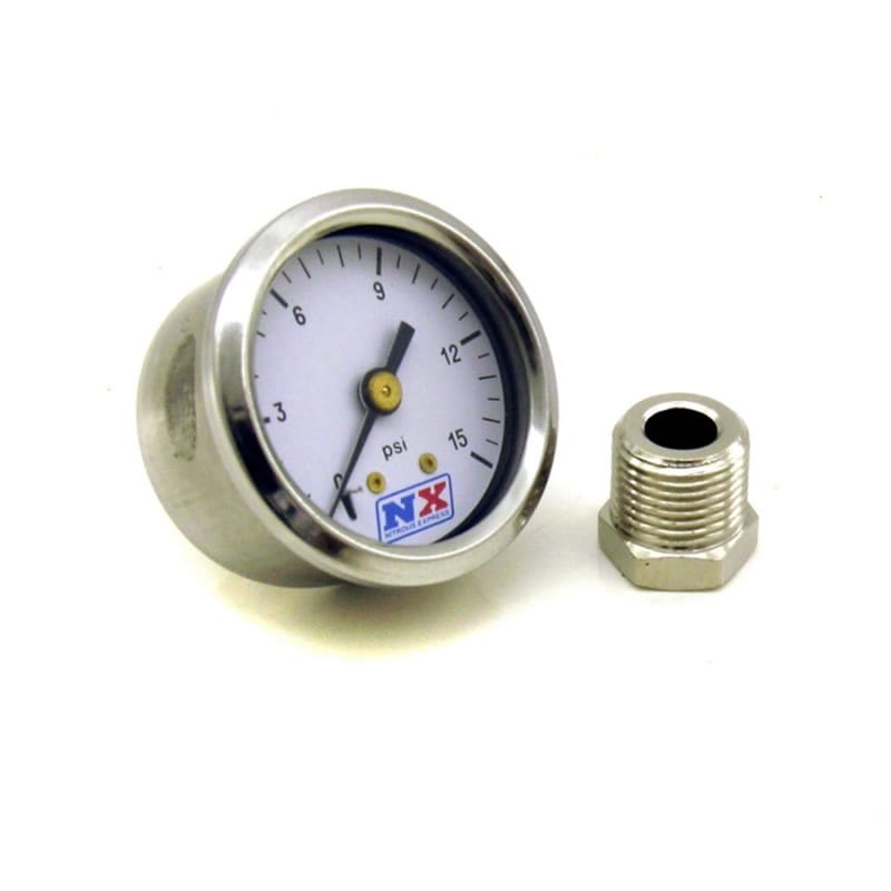 Nitrous Express — Nitrous Express Pressure Gauge (0-15 PSI w/Adaptor)
FuelPrsGg
Gauge