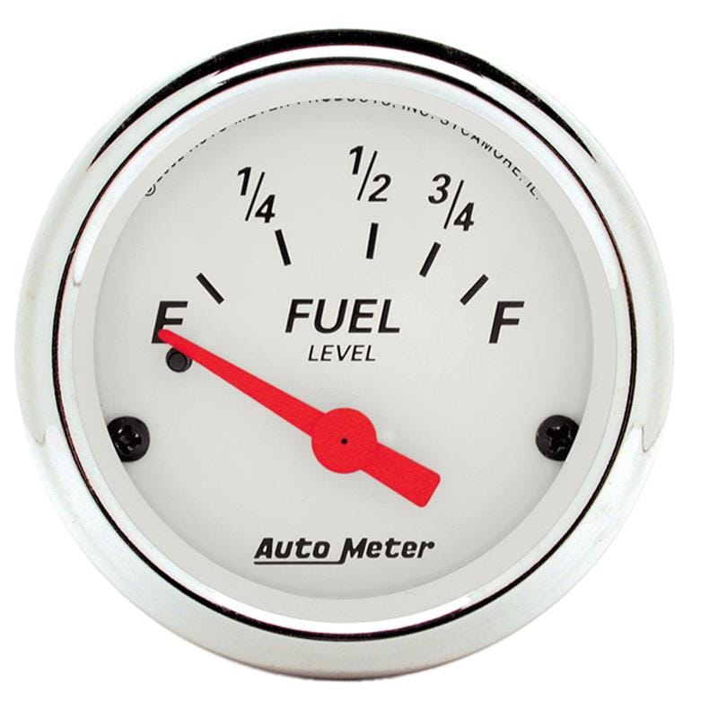 AutoMeter — GAUGE, FUEL LEVEL, 2 1/16" , 73OE TO 10OF, ELEC, ARCTIC WHITE