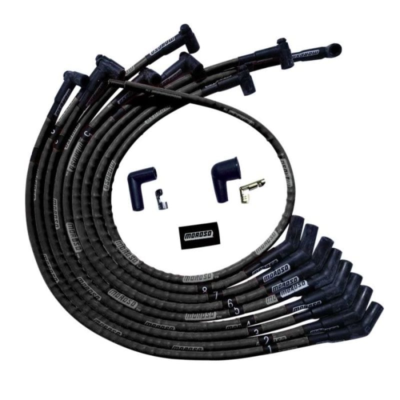 Moroso — Moroso SB Ford Sleeved 135 Plug HEI Ultra Spark Plug Wire Set - Black