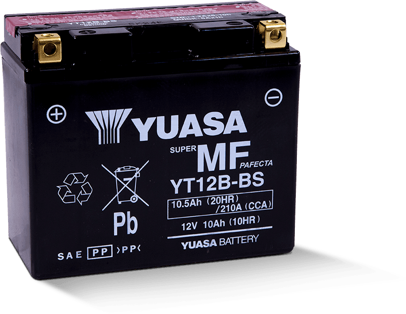 Yuasa Battery — Yuasa YT12B-BS Maintenance Free 12-Volt AGM Battery w/Bottle