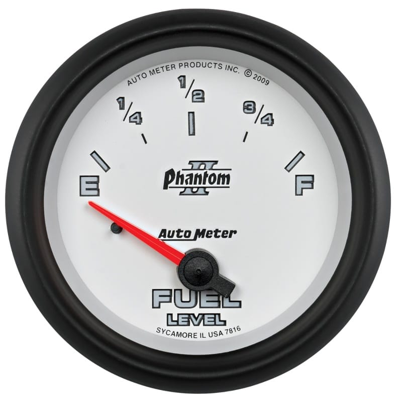 AutoMeter — AutoMeter Gauge Fuel Level 2-5/8in. 240 Ohm(e) to 33 Ohm(f) Elec Phantom II
2-5/8" FUEL LEVEL, 2
