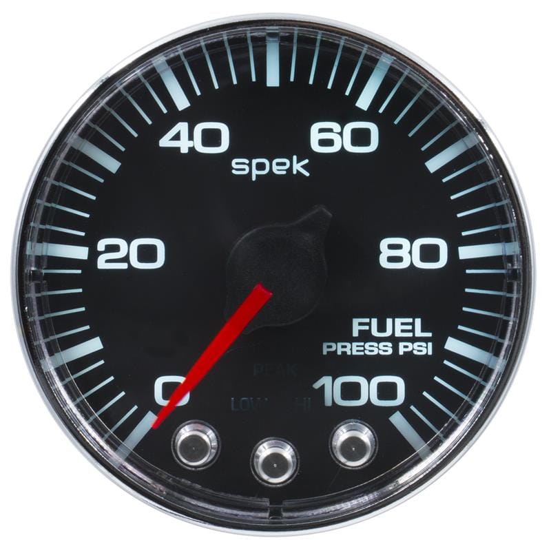 AutoMeter — Autometer Spek-Pro Gauge Fuel Press 2 1/16in 100psi Stepper Motor W/Peak & Warn Blk/Chrm
GA 2" FP 100 BFC SPK