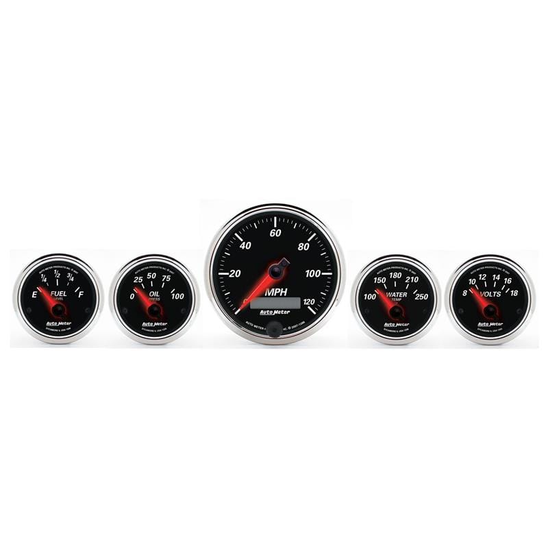 AutoMeter — Autometer Designer Black II 3-3/8in and 2-21/16in 5 pc. Electric Speedometer Gauge
5PC GA KIT DBII