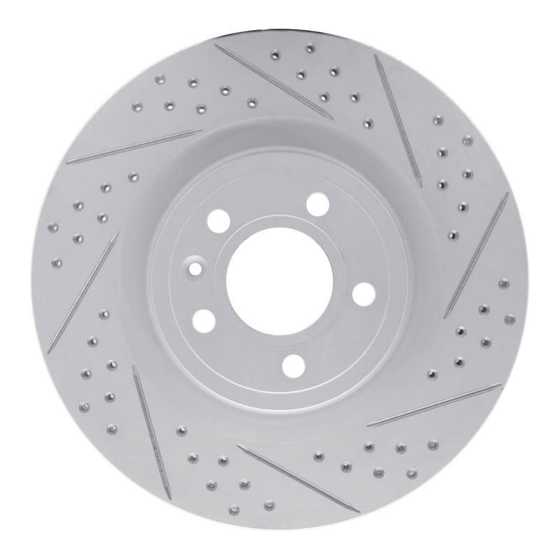 R1 Concepts — R1 11-14 Ford Mustang Front Right Drilled & Slotted Geo-Carbon Rotor