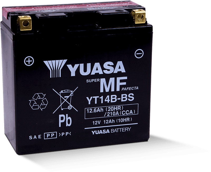 Yuasa Battery — Yuasa YT14B-BS Maintenance Free 12-Volt AGM Battery w/Bottle