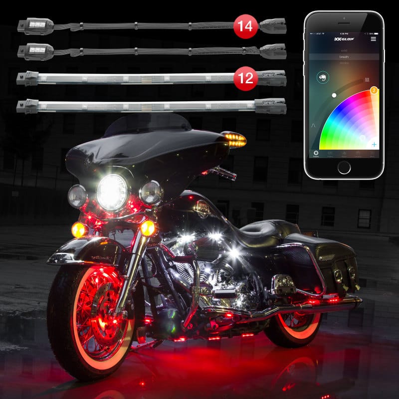 XKGLOW — XK Glow Strip Million Color XKCHROME ATV/Motorcycle LED Accent Light Kit (14xPod + 12x10In)