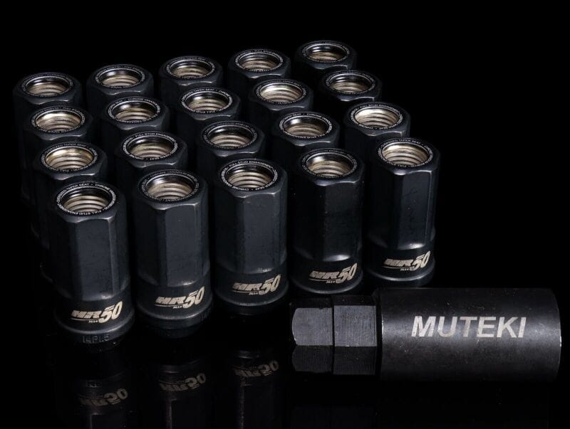 Wheel Mate — Wheel Mate Muteki HR50 Open End Lug Nuts - Black w/ Black Ring 14x1.50