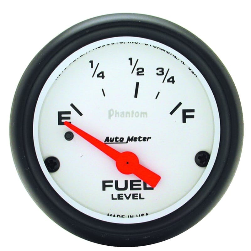 AutoMeter — Autometer Phantom Fuel Level 2 5/8in 0 ohm to 90 ohm Electric Gauge
2-5/8" FUEL LEVEL, 0