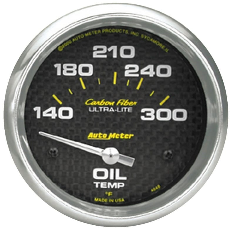 AutoMeter — Autometer Carbon Fiber Oil Temp 66.7mm 2 5/8in Short Sweep Electronic 300 Deg F Temperature Gauge
GA 2.6" OILT ELEC CF