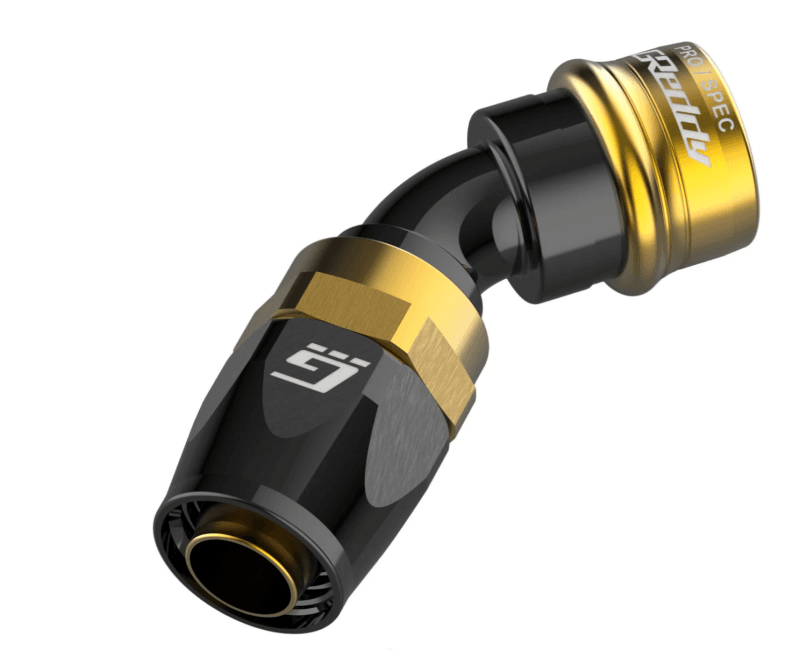 GReddy — GReddy AN06 PRO/SPEC 45deg. Swivel Hose-End - Black/Gold anodized