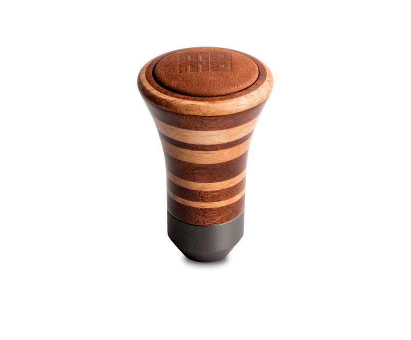 MOMO — Momo Trofeo Heritage Shift Knob - Tall Wood, Layered Mahogany and Beechwood, Leather Insert Top