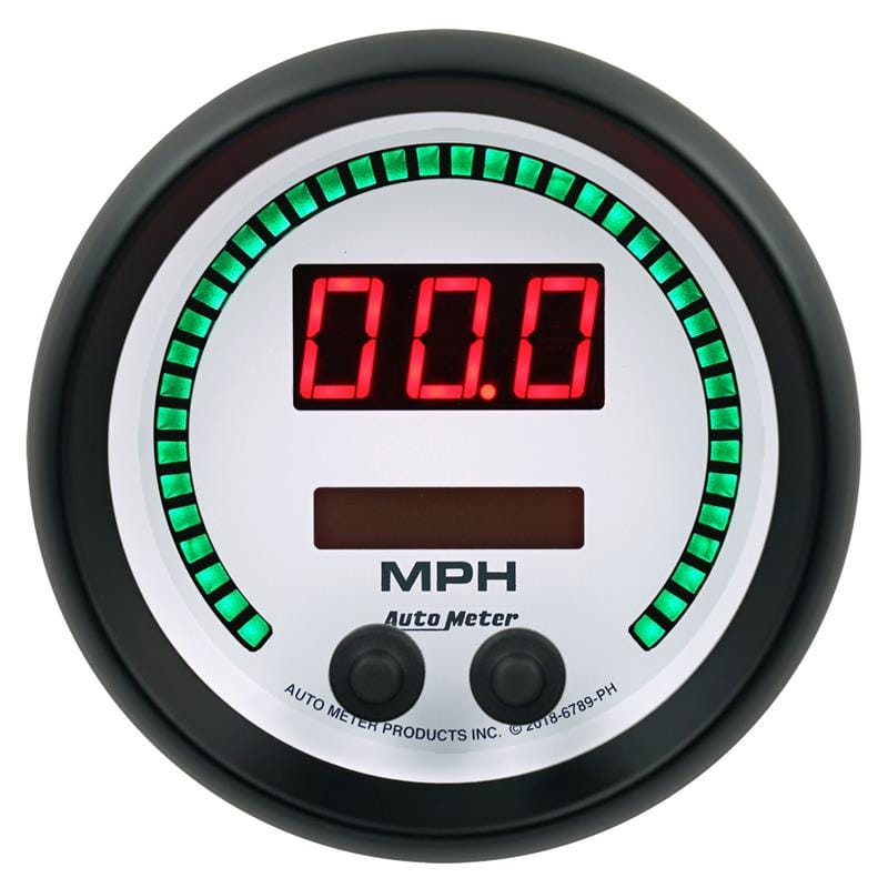 AutoMeter — GAUGE, SPEEDO, 3 3/8", 260 MPH / 260 KM/H, ELEC PROGRAM, PHANTOM ELITE DIGITAL