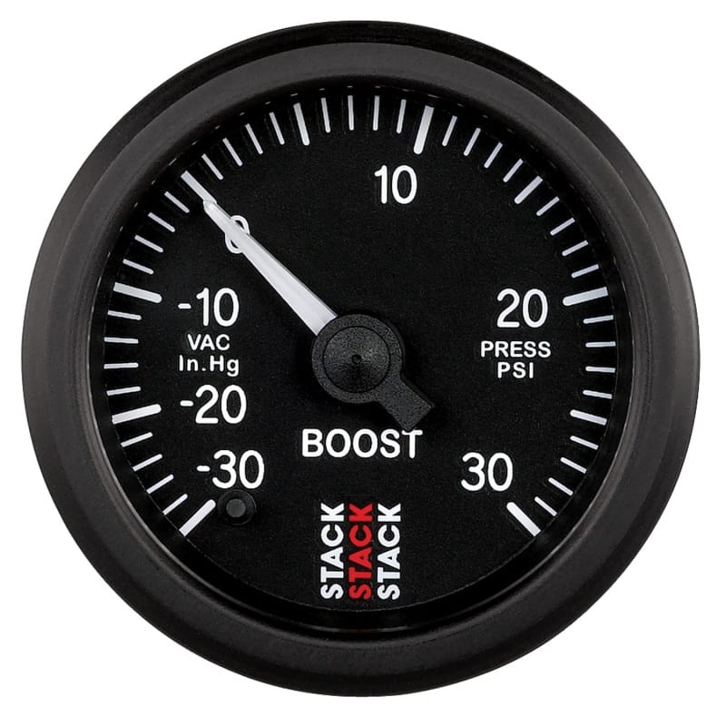 AutoMeter — Autometer Stack 52mm -30INHG to +30 PSI (Incl T-Fitting) Pro Stepper Motor Boost Press Gauge - Black
Ga Bst Stpr Bk 30psi