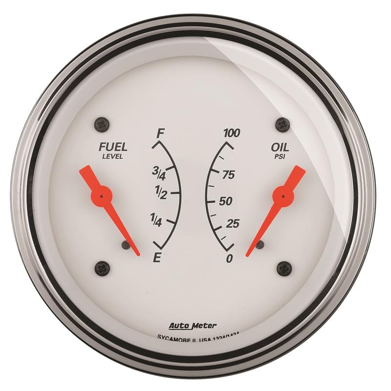 AutoMeter — AutoMeter Gauge Dual Fuel & Oilp 3-3/8in. 240 Ohm(e) to 33 Ohm(f) & 100PSI Elec Arctic White
GA 3.4" OIL/FU 240AW